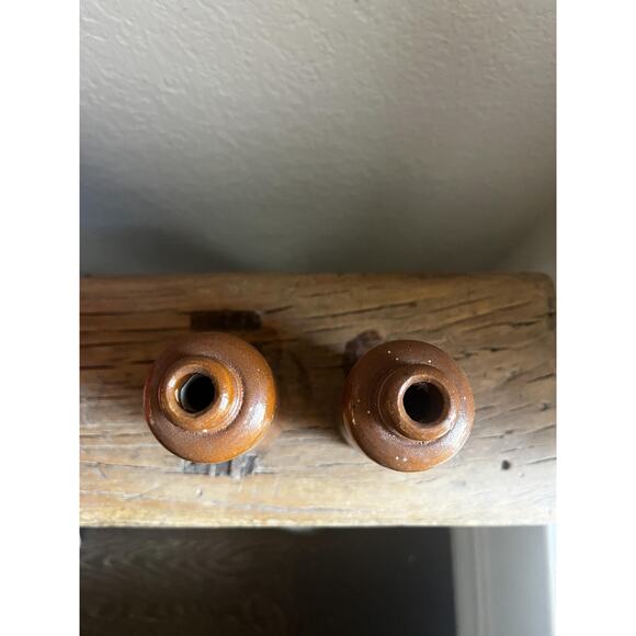 Vintage Brown Stoneware Pottery Bottle Vase 5.25" - Picture 3 of 5